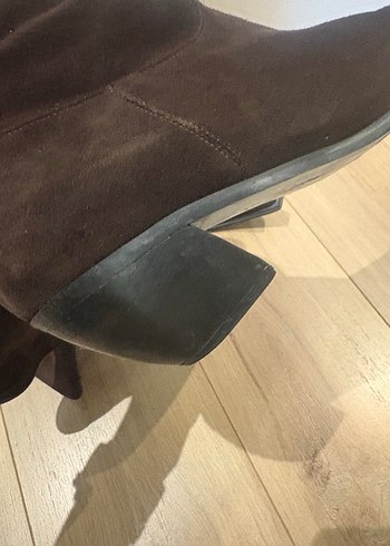 Kadın Kahverengi Süet Dolgu Topuklu Diz çizme - Görsel 4