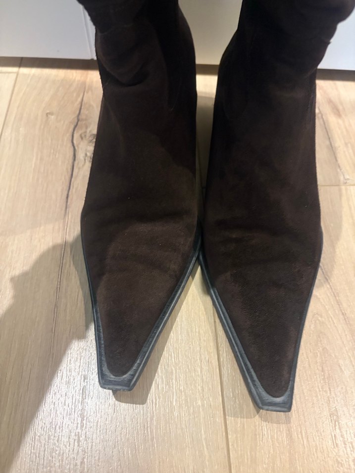 Kadın Kahverengi Süet Dolgu Topuklu Diz çizme - Görsel 2