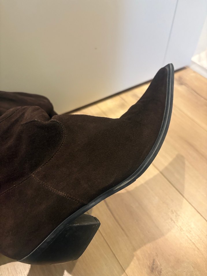 Kadın Kahverengi Süet Dolgu Topuklu Diz çizme - Görsel 5