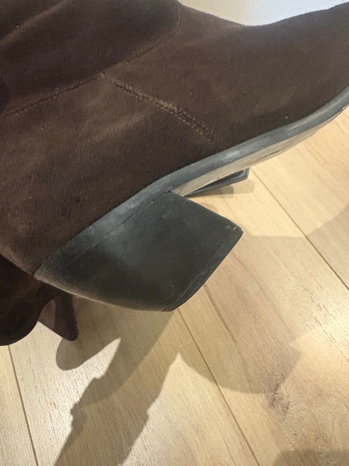 Kadın Kahverengi Süet Dolgu Topuklu Diz çizme - Görsel 4