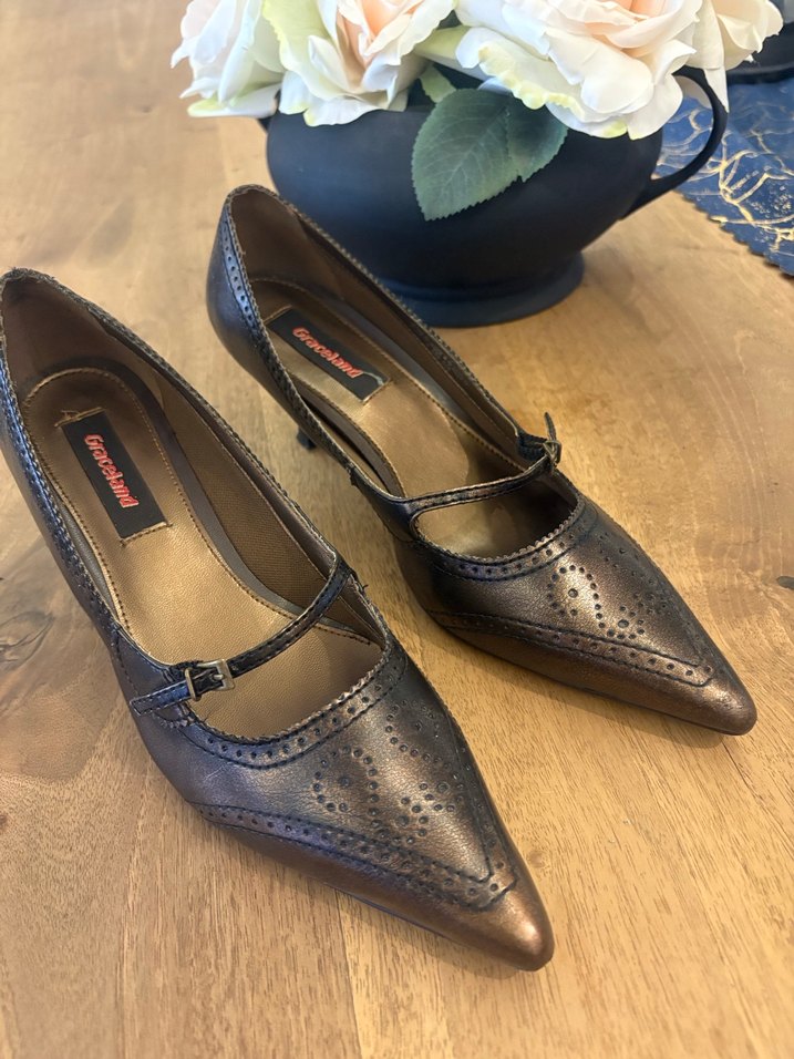 Kahverengi Deri Tokalı Stiletto - Görsel 2