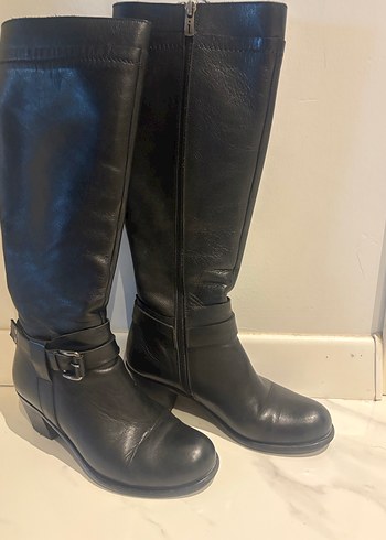 Siyah Deri Tokalı Kadın  çizme - Görsel 6