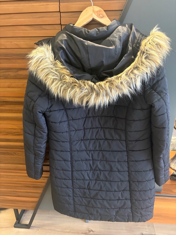 Kadın siyah Midi Kapitone Mont - Görsel 2