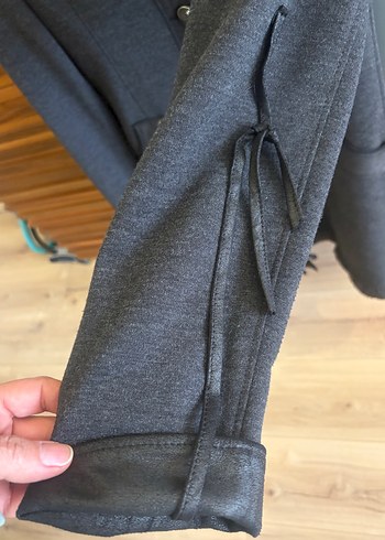 Düğmeli Gri baharlık ceket - Görsel 3