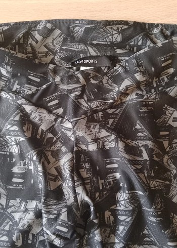 Gri Baskılı Streç Kadın Tayt - Görsel 3