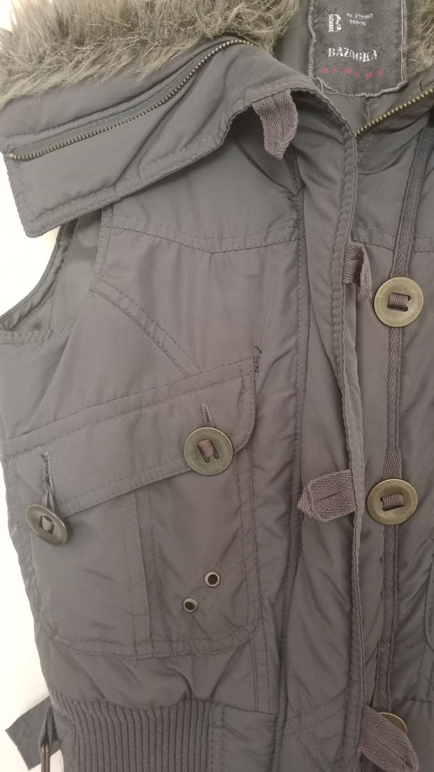 Gri Kürklü Kolsuz Kadın Yelek - Görsel 2