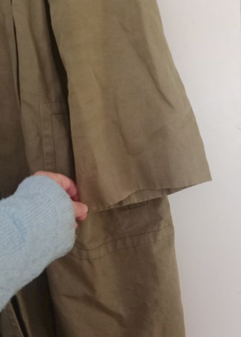 Bej Keten Midi Kadın Trençkot - Görsel 3