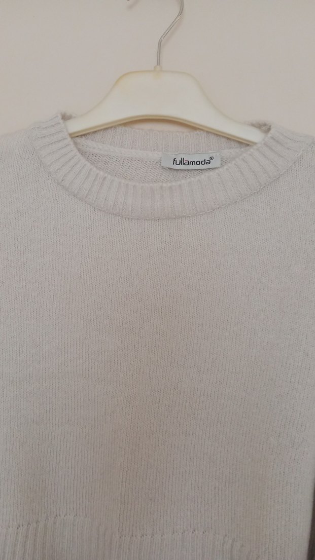 Gri Kısa Kesim Örgü Kadın Kazak - Görsel 2