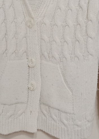 Beyaz Örgü Kadın Hırka - Görsel 3