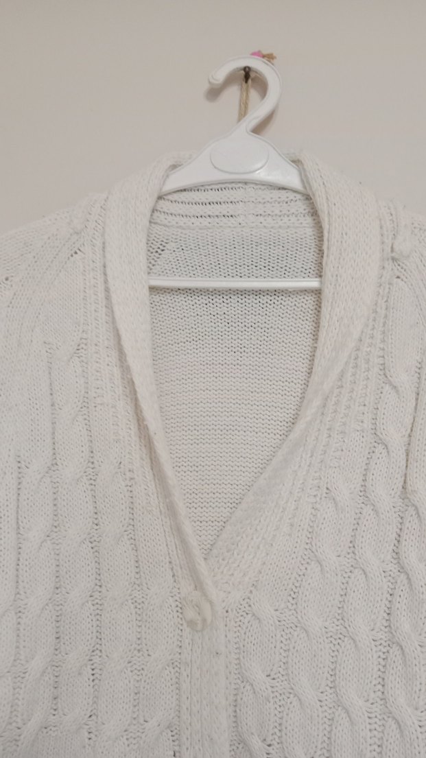 Beyaz Örgü Kadın Hırka - Görsel 2