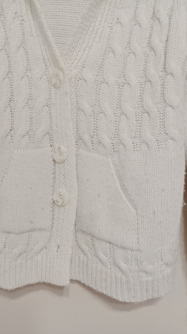 Beyaz Örgü Kadın Hırka - Görsel 3