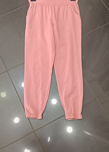 s Beden Rahat Kesim Pembe Keten Midi Pantolon
