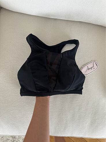 Ortası tül detay bikini üstü