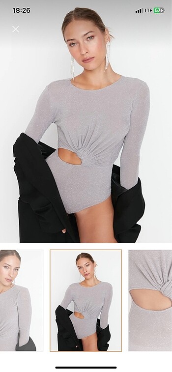 xs Beden Lila simli bodysuit