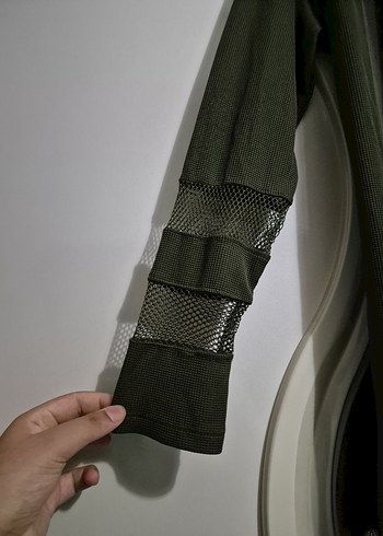 Kadın Haki Uzun Hırka - Görsel 3