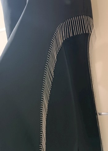 Siyah Drapeli Uzun Straplez Kadın Elbise - Görsel 3