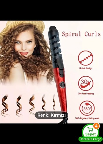 Kırmızı Spiral Bukle Saç Şekillendirici