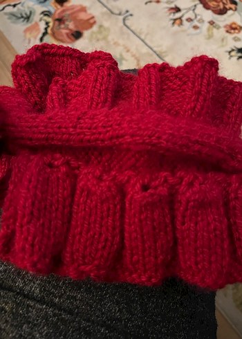 Kırmızı Örgü Kadın Boyunluk - Görsel 3