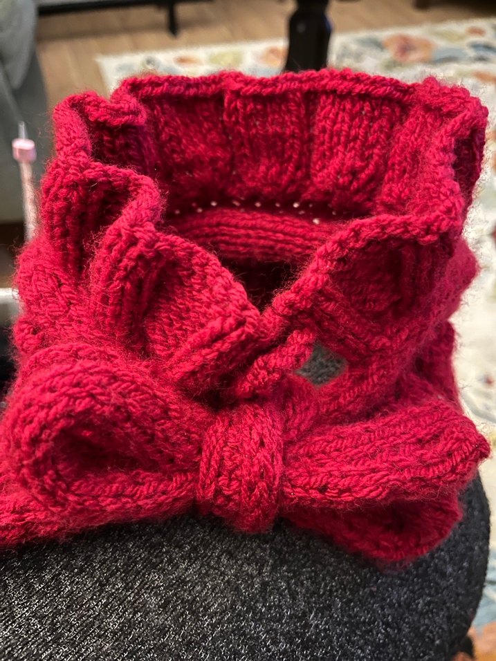 Kırmızı Örgü Kadın Boyunluk - Görsel 2