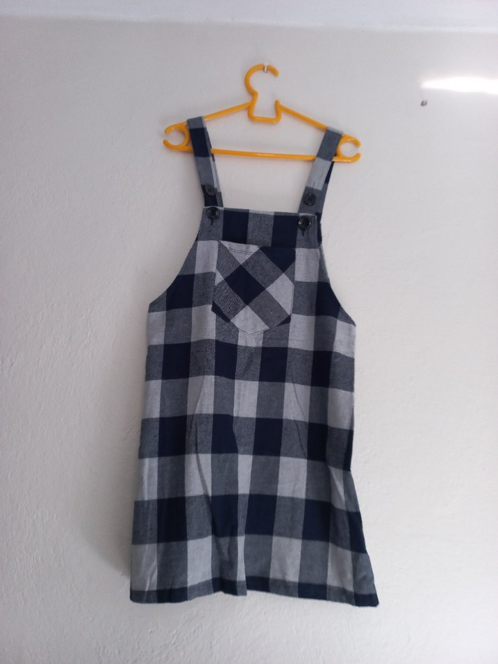 Gri Kareli Elbise - Görsel 2