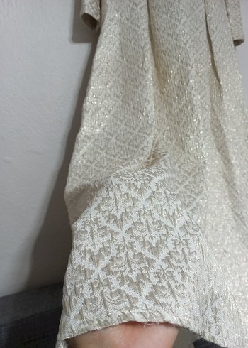 Uzun Kollu Kemerli Vintage Elbise - Görsel 2