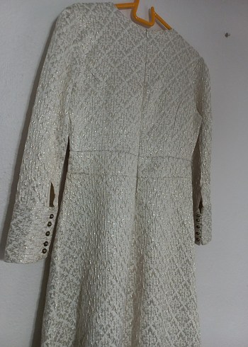 Uzun Kollu Kemerli Vintage Elbise - Görsel 9