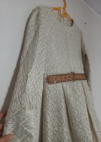 Uzun Kollu Kemerli Vintage Elbise - Görsel 7