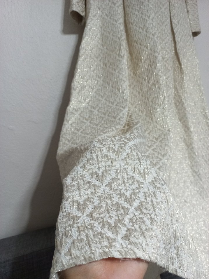 Uzun Kollu Kemerli Vintage Elbise - Görsel 2