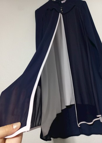 Kadın Lacivert Uzun Kollu Drapeli Tunik - Görsel 3