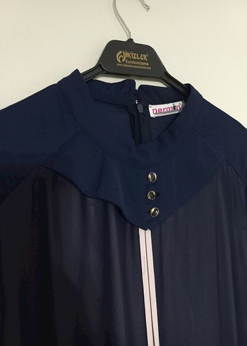 Kadın Lacivert Uzun Kollu Drapeli Tunik - Görsel 6