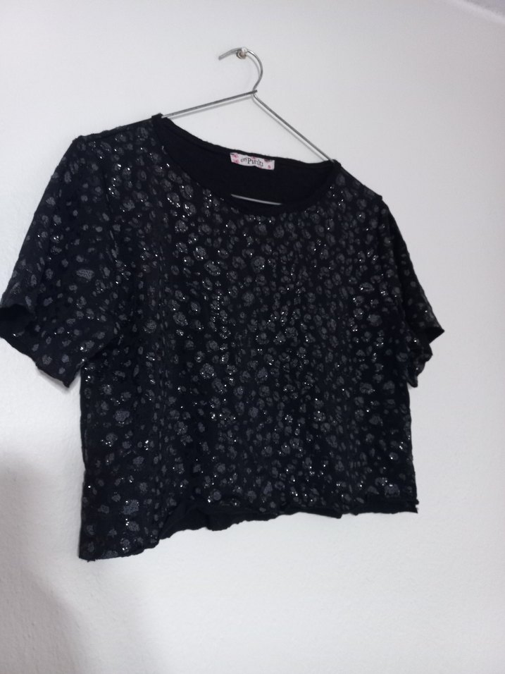 Gevşek Kesim Siyah Mini Bluz - Görsel 2