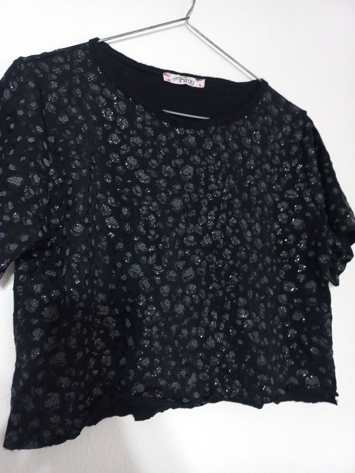 Gevşek Kesim Siyah Mini Bluz - Görsel 3