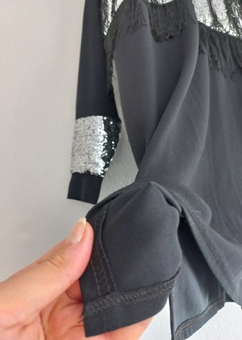 Püsküllü Uzun Kollu Siyah Bohem Tunik - Görsel 3