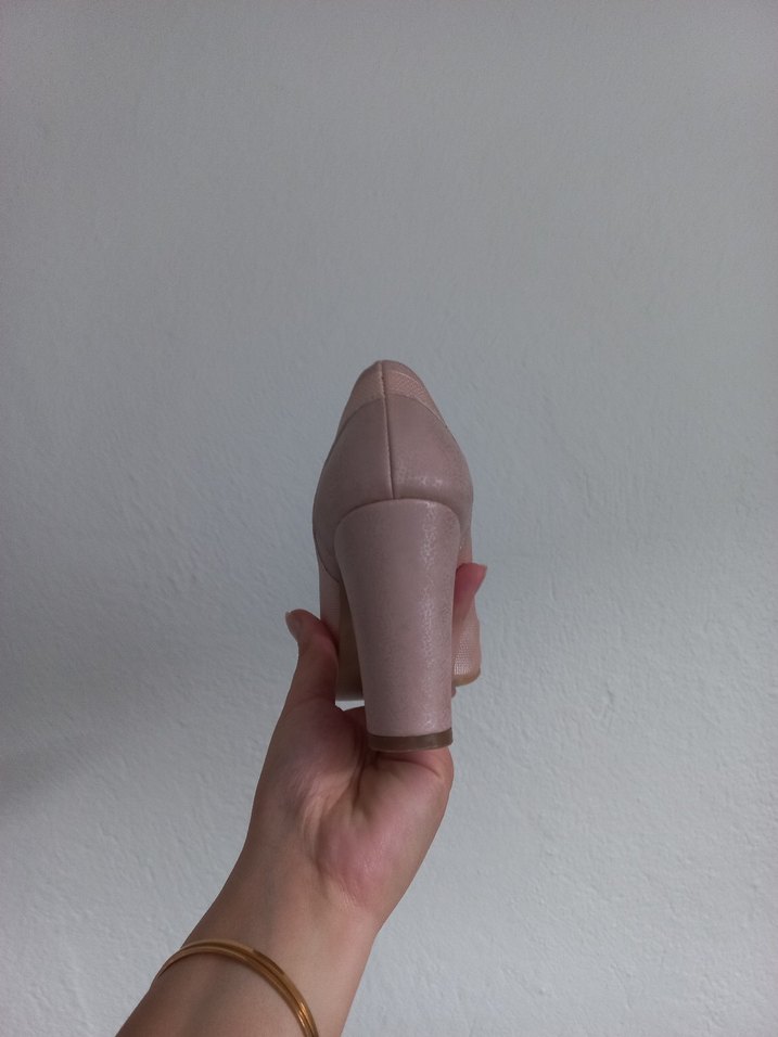 Bej Yılan Desenli Kadın Topuklu Ayakkabı - Görsel 4