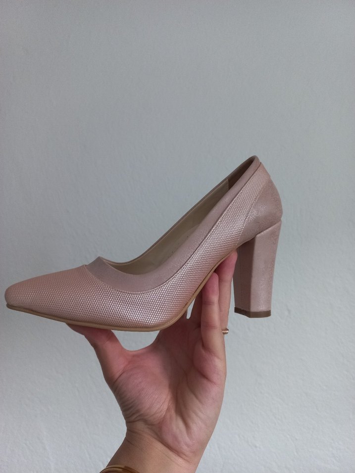 Bej Yılan Desenli Kadın Topuklu Ayakkabı - Görsel 3