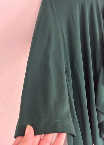 Yeşil Uzun Kollu Fırfırlı Kadın Tunik pantolon - Görsel 4