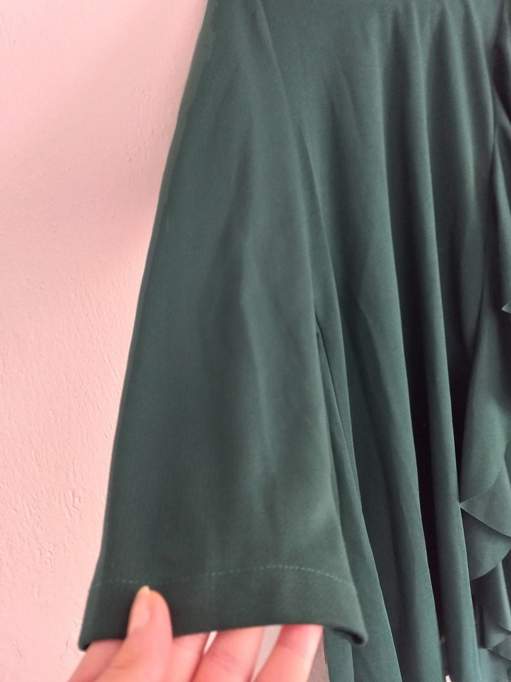 Yeşil Uzun Kollu Fırfırlı Kadın Tunik pantolon - Görsel 4