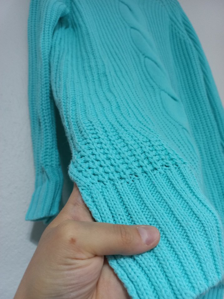 Turkuaz Bohem Uzun Kollu Balıkçı Yaka Örgü Kazak - Görsel 3