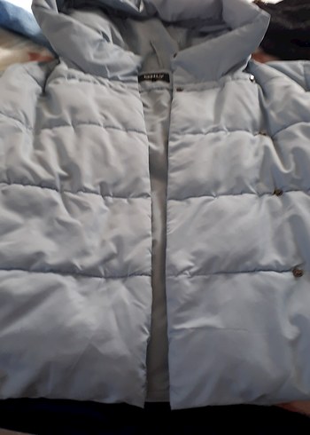 Gri Kadın Kışlık Düğmeli Mont - Görsel 2