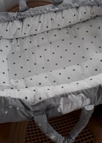 Gri Bulut Desenli Bebek Uyku Sepeti - Görsel 4