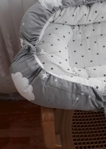 Gri Bulut Desenli Bebek Uyku Sepeti - Görsel 5