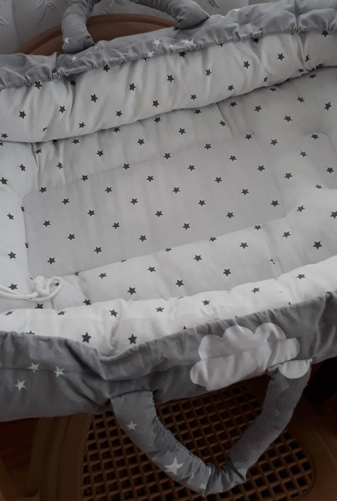 Gri Bulut Desenli Bebek Uyku Sepeti - Görsel 4