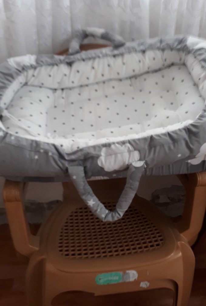 Gri Bulut Desenli Bebek Uyku Sepeti - Görsel 3