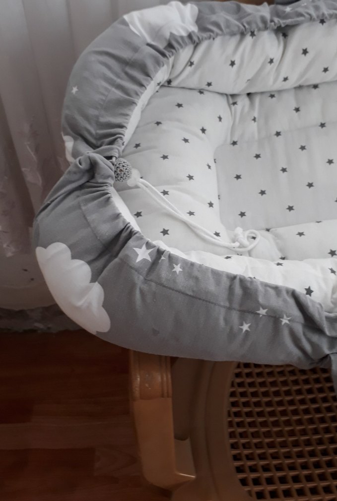 Gri Bulut Desenli Bebek Uyku Sepeti - Görsel 5