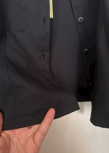 xs Beden siyah Renk Düğmeli Siyah Uzun Kollu hem spor hem klasik gömlek