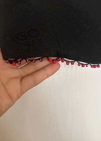 Les Benjamins Düğmeli içi Kırmızı Siyah yandan fermuarlı Mini Büstiyer