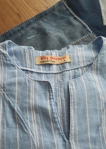 Mavi Keten V Yaka Kısa Kollu Erkek Gömlek - Görsel 6