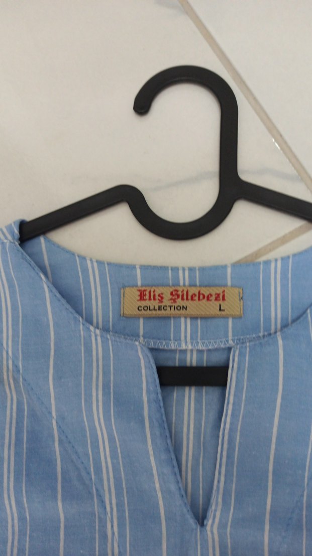 Mavi Keten V Yaka Kısa Kollu Erkek Gömlek - Görsel 4