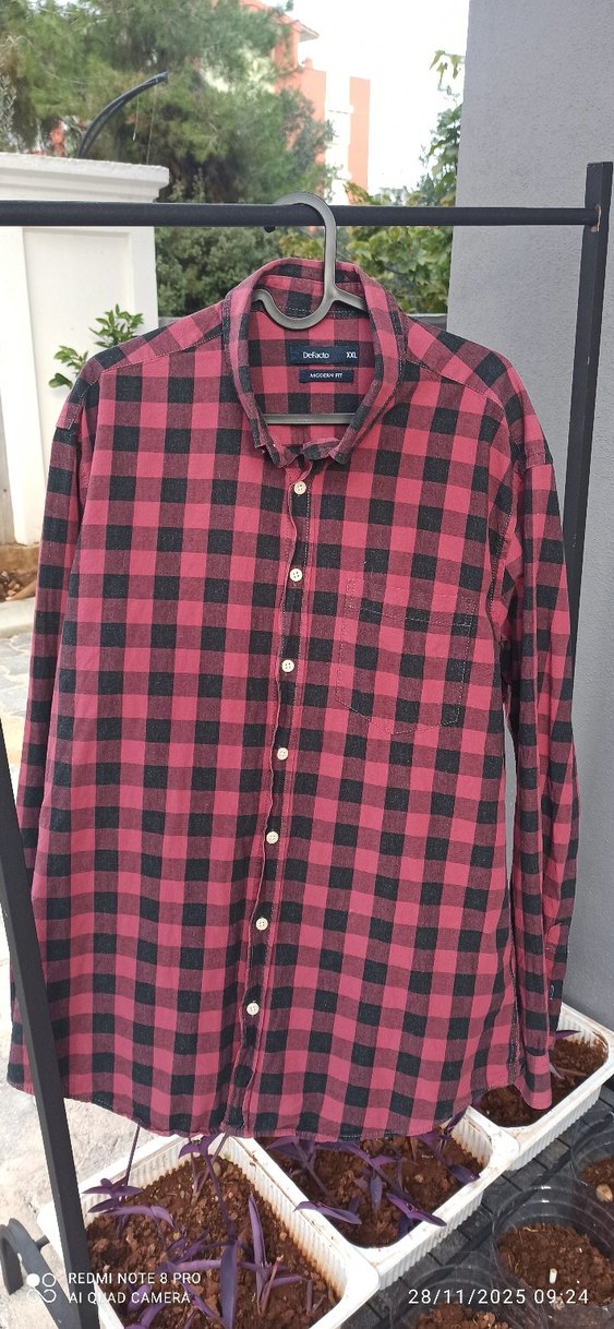 Bordo Kareli Uzun Kollu Erkek Gömlek - Görsel 2