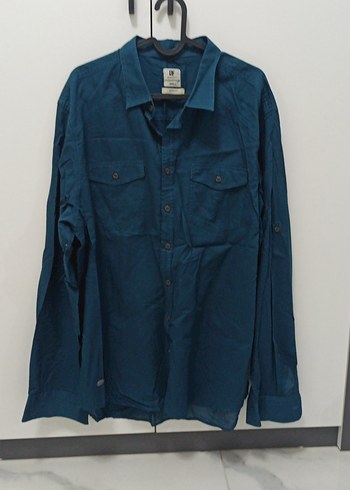 Erkek Mavi Keten Uzun Kollu Gömlek - Görsel 4